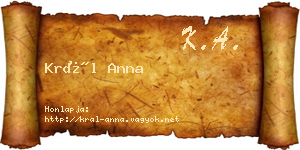 Král Anna névjegykártya